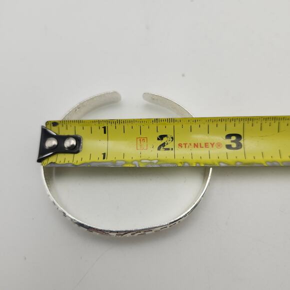 Marked 999 Fine Silver Floral Engraved Adjustable Open Cuff Bangle Bracelet - Picture 6 of 10